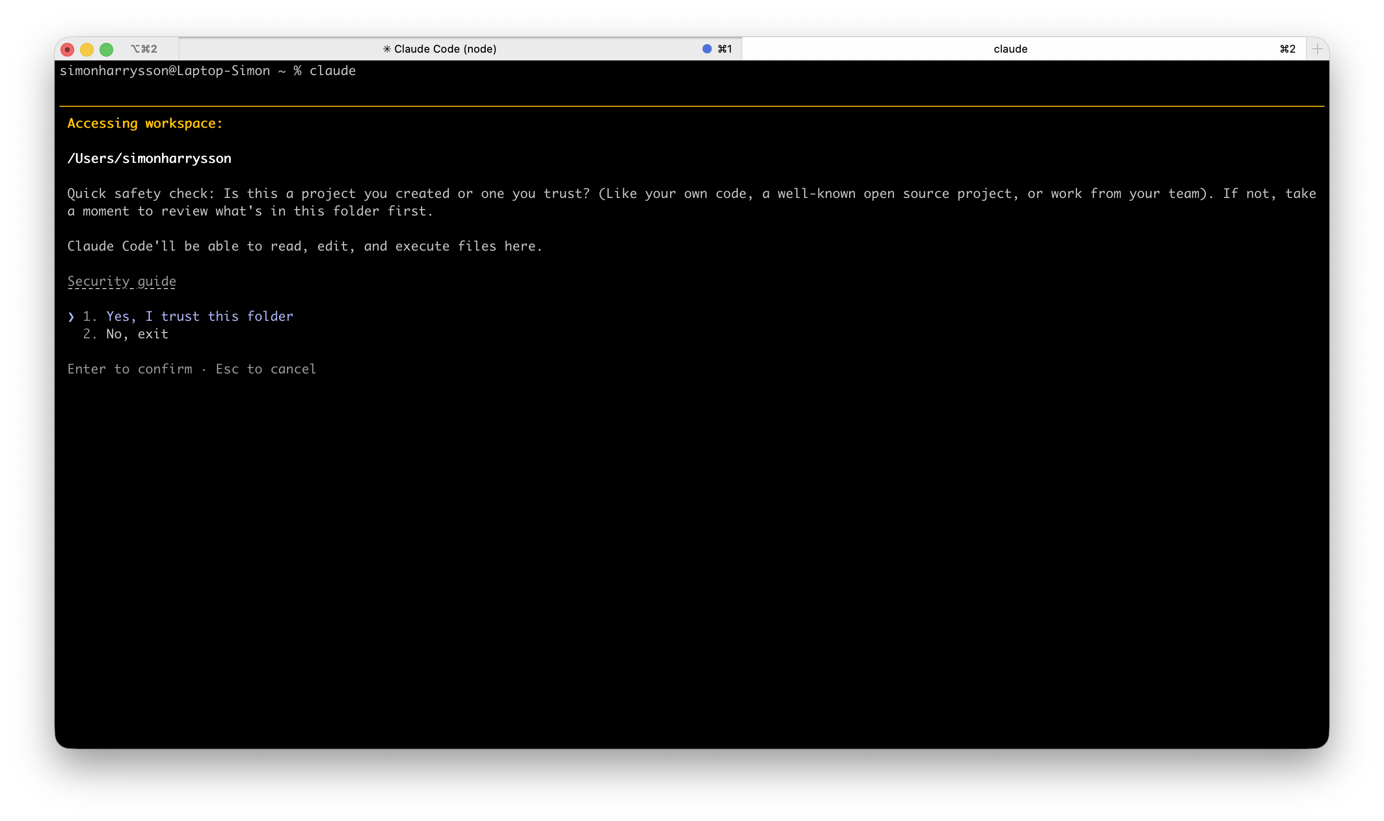 Claude Code workspace trust screen